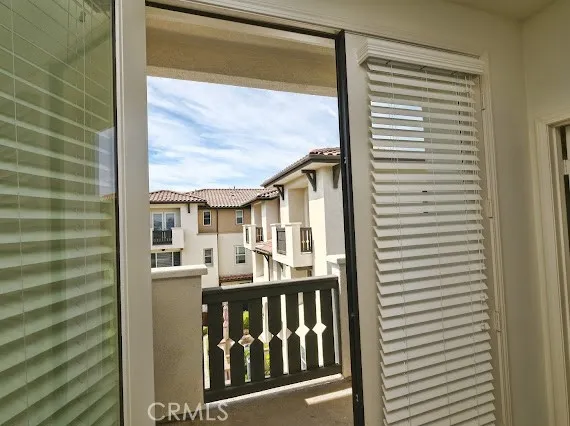 a view of a porch with a door