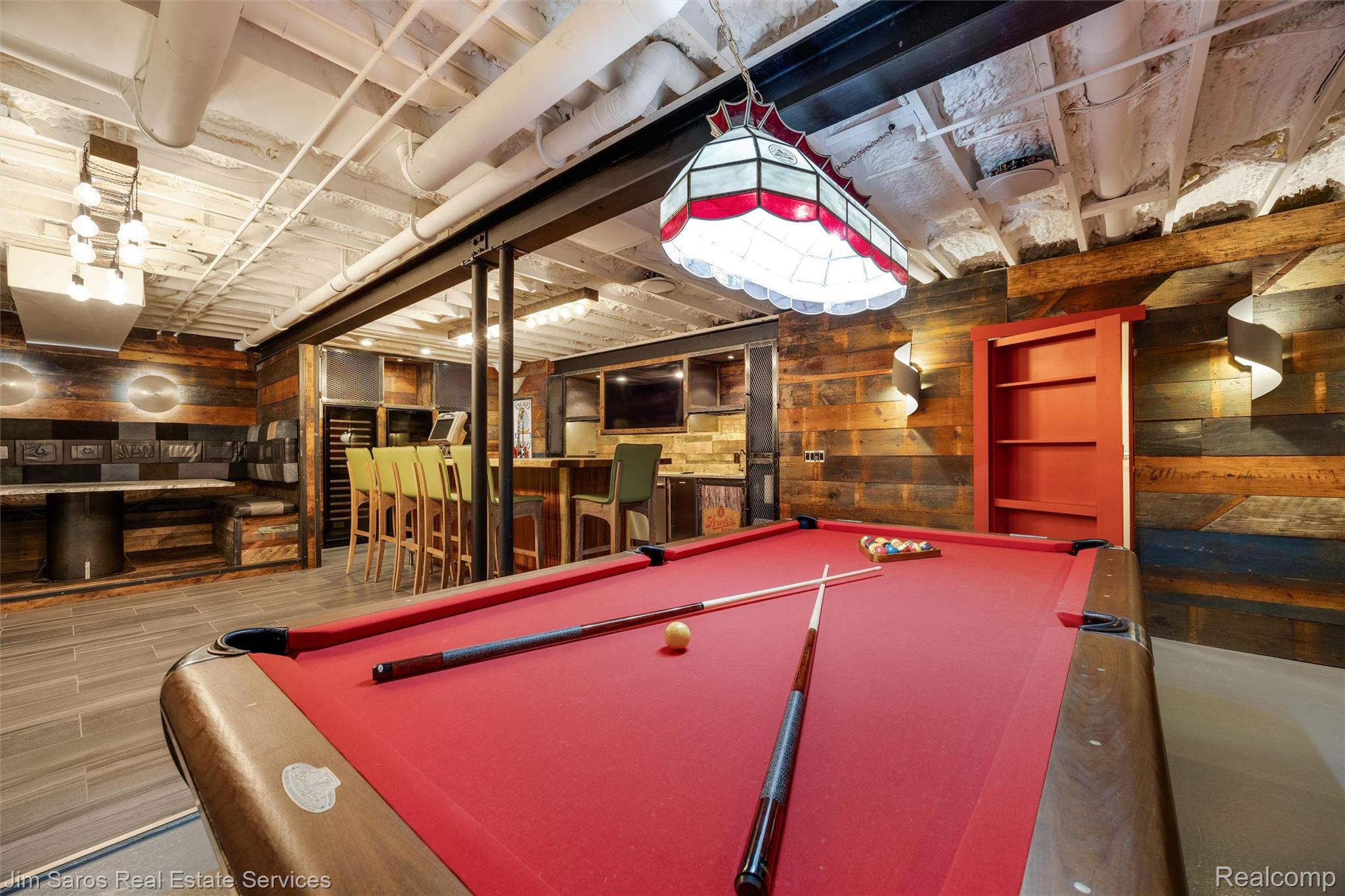 910 Edgemont Park Grosse Pointe, MI 48230 - Photo 35 of 56 Recreation area featuring a red felt pool table and a stained glass light fixture