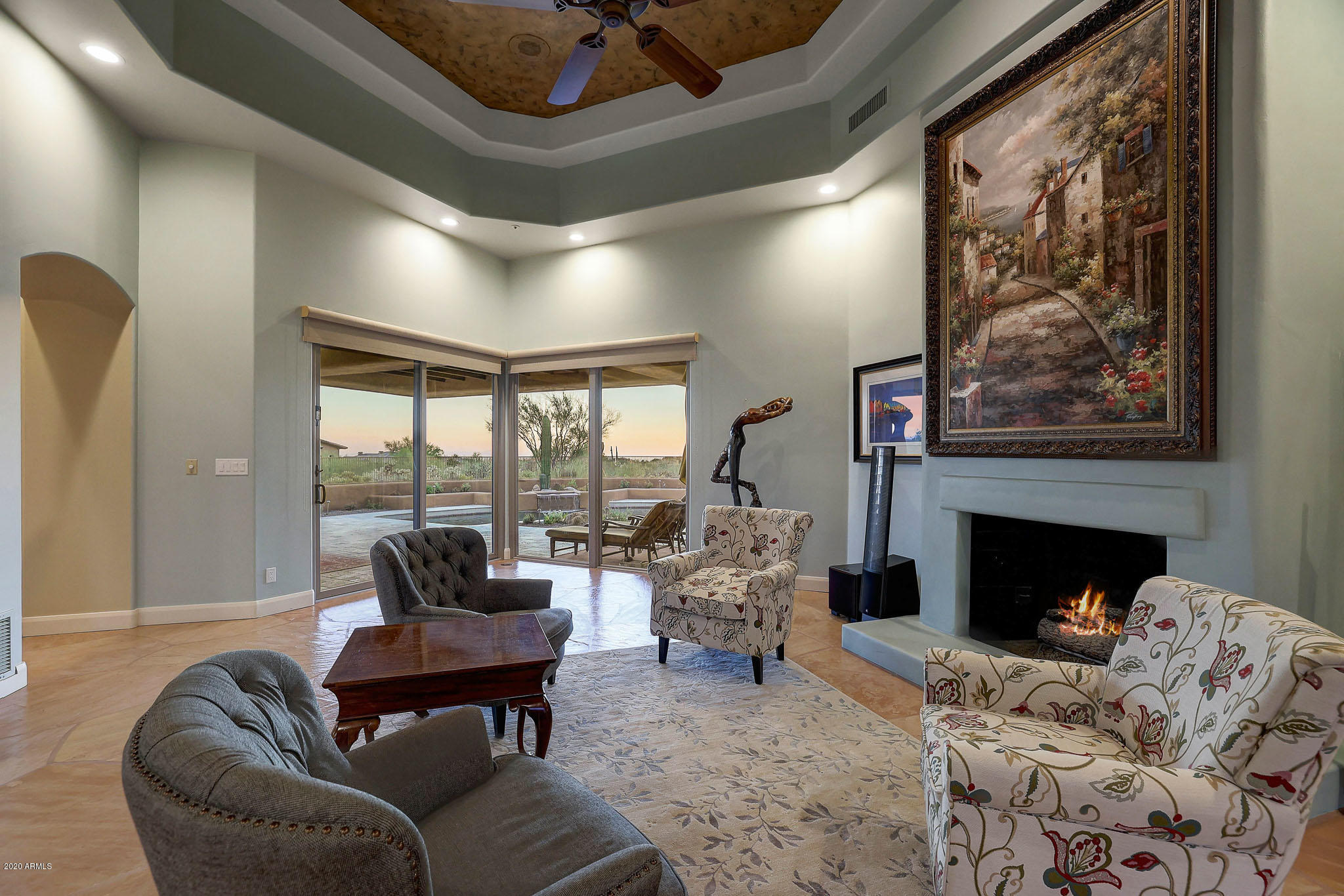 9877 East Hidden Valley Road Scottsdale, AZ 85262 - Photo 4 of 46 Fireplace in sitting room