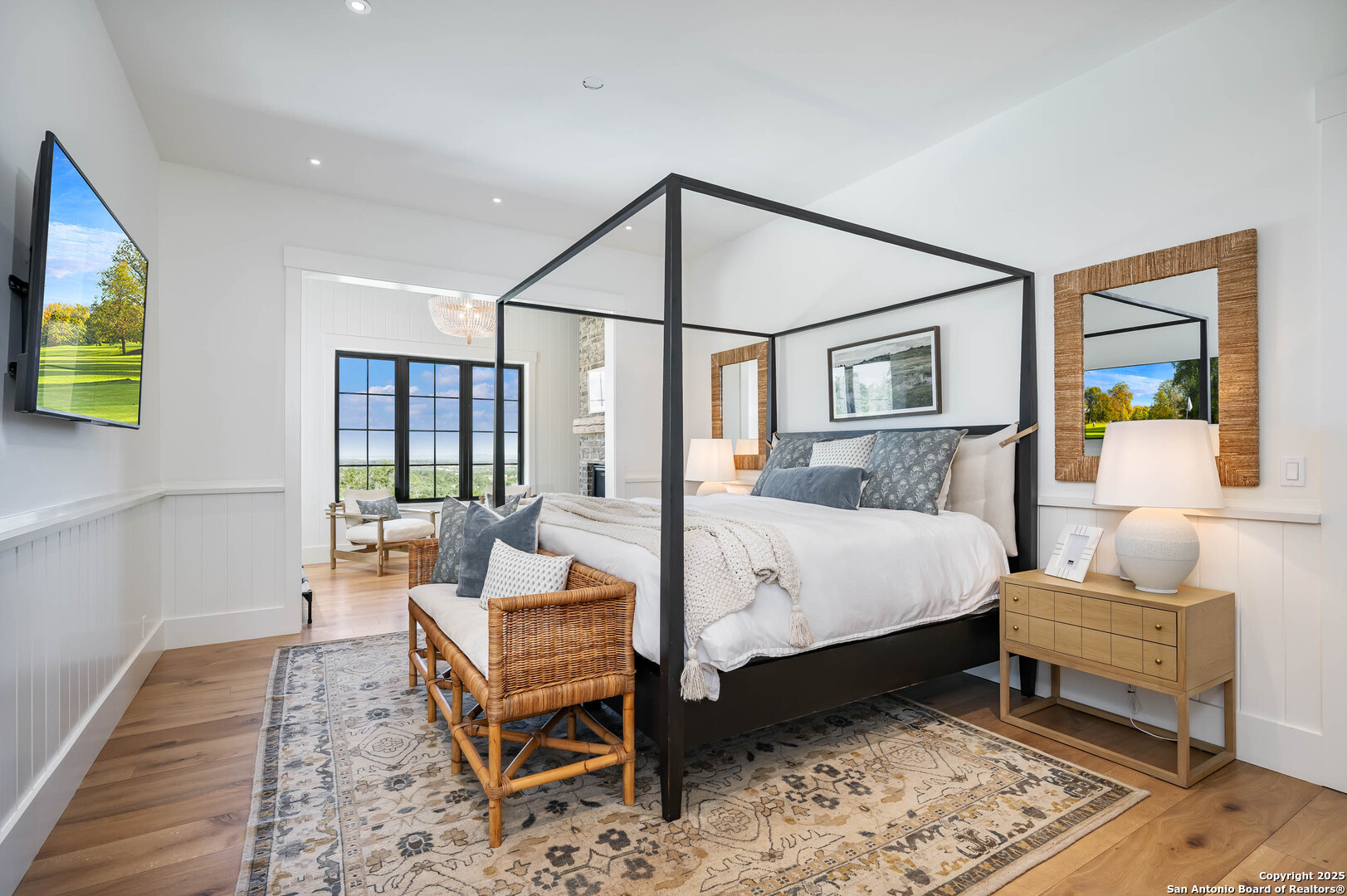 324 Ridge Point Spring Branch, TX 78070 - Photo 32 of 50 a bedroom with a bed and wooden floor