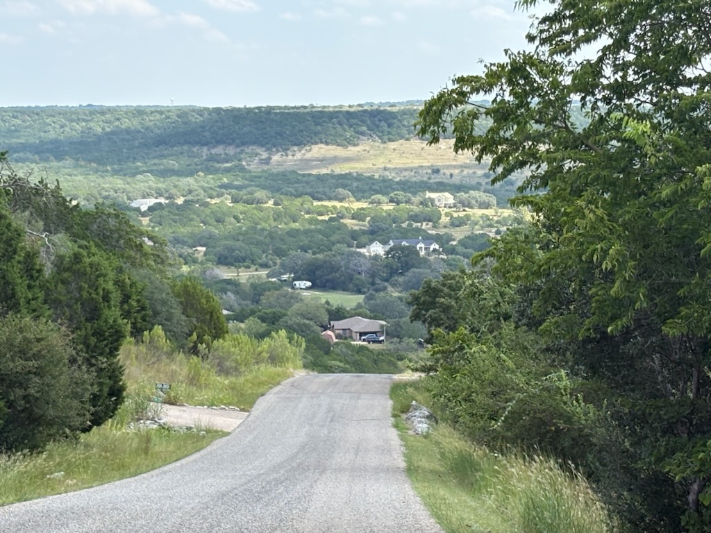 The view down the street from the front of the lot