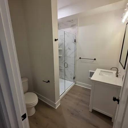 a bathroom with a shower