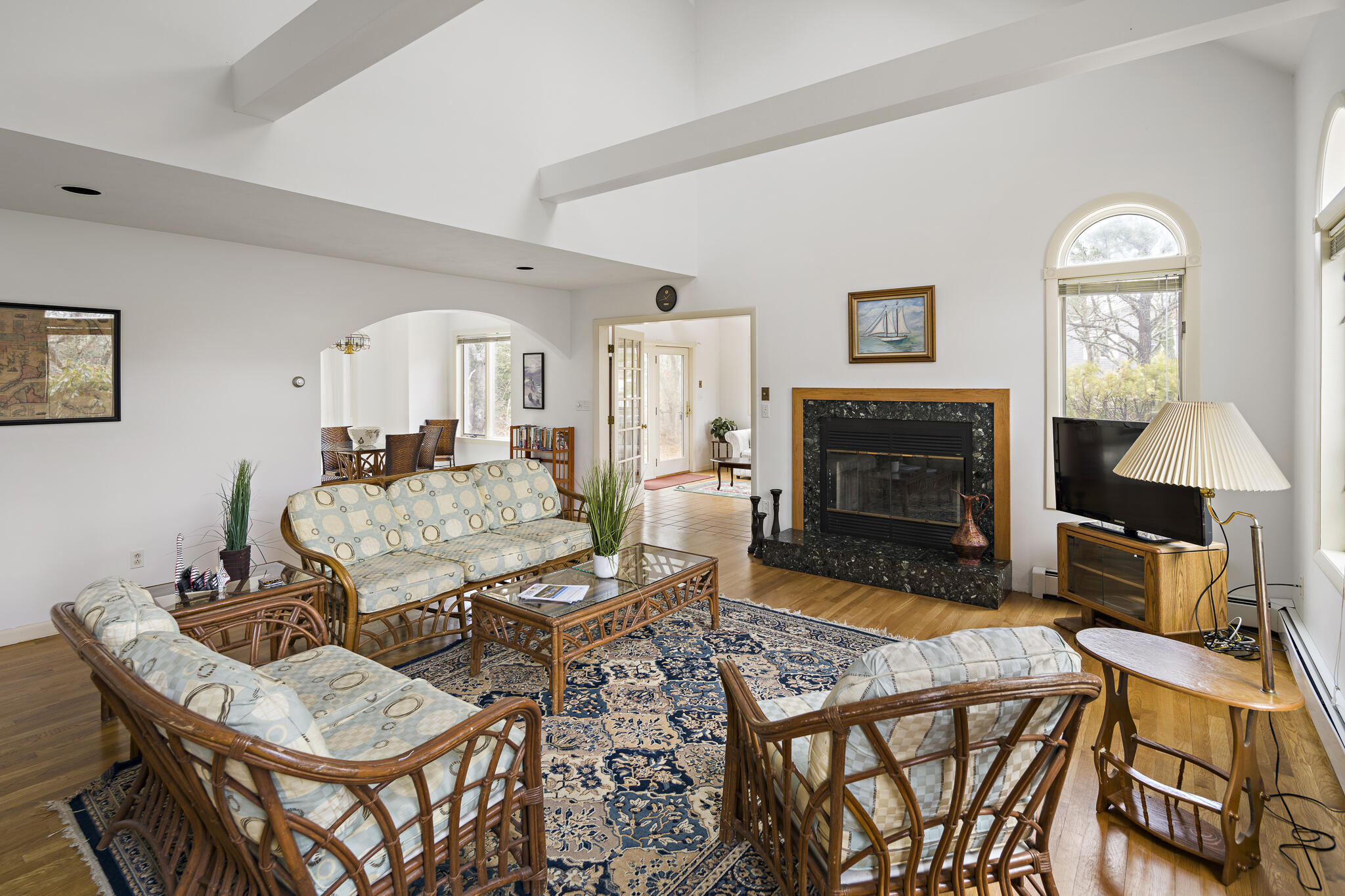 73 Dodgers Hole Road Edgartown, MA 02539 - Photo 4 of 26 Cathedral ceiling living room