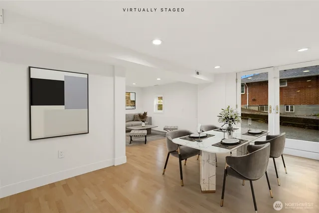 a view of a big room with wooden floor