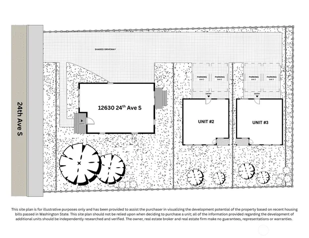 a backyard of a house with seating space and trees