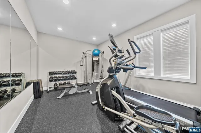 a view of a room with gym equipment