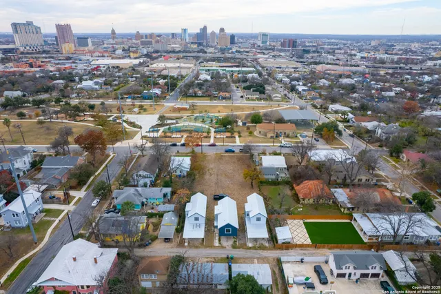 an aerial view of a city