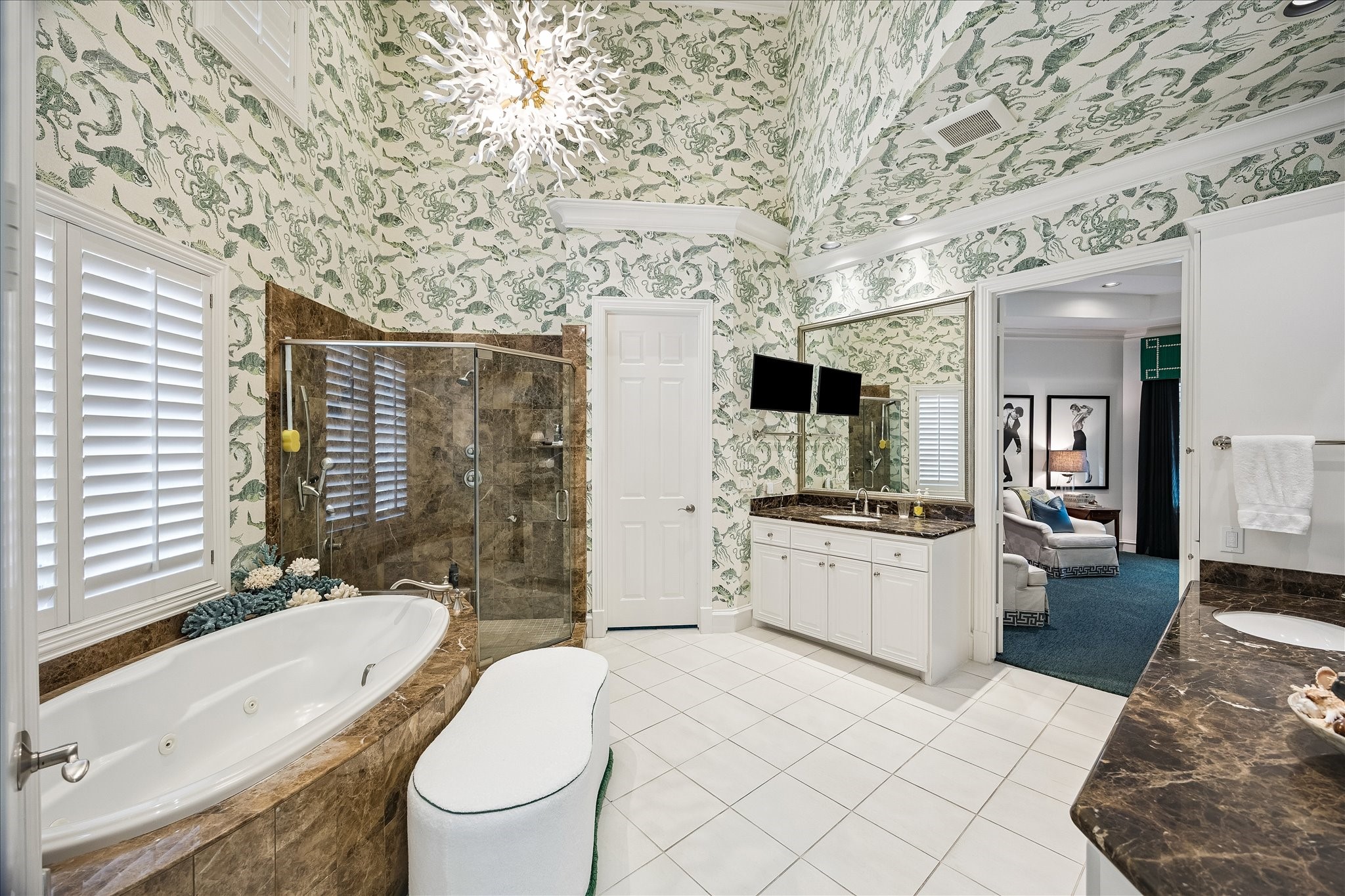 3 Exbury Way Houston, TX 77056 - Photo 17 of 41 a bathroom with a granite countertop sink mirror bathtub and toilet