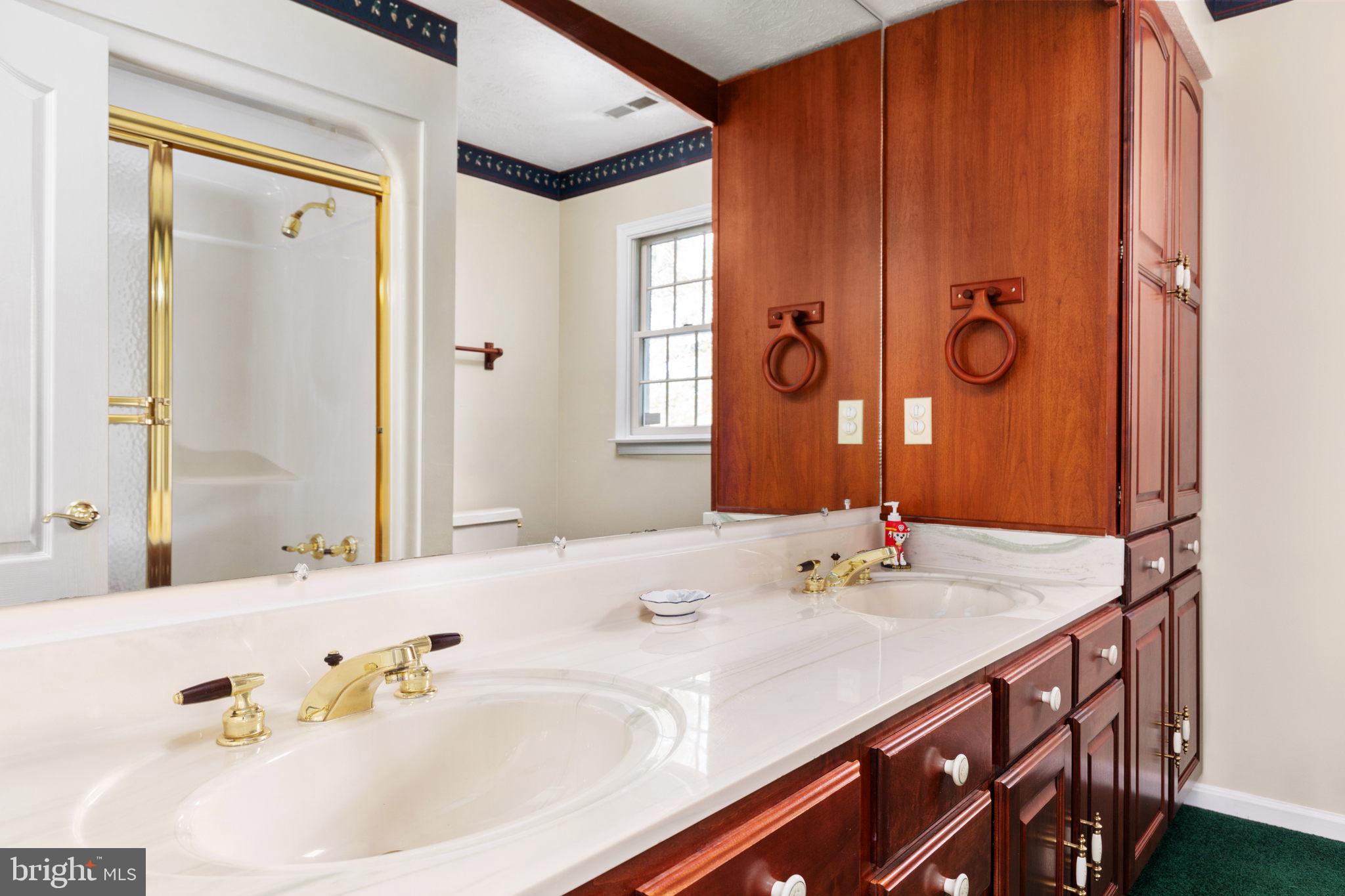 317 Anderson Road Basye, VA 22842 - Photo 24 of 51 a bathroom with a granite countertop sink and a mirror