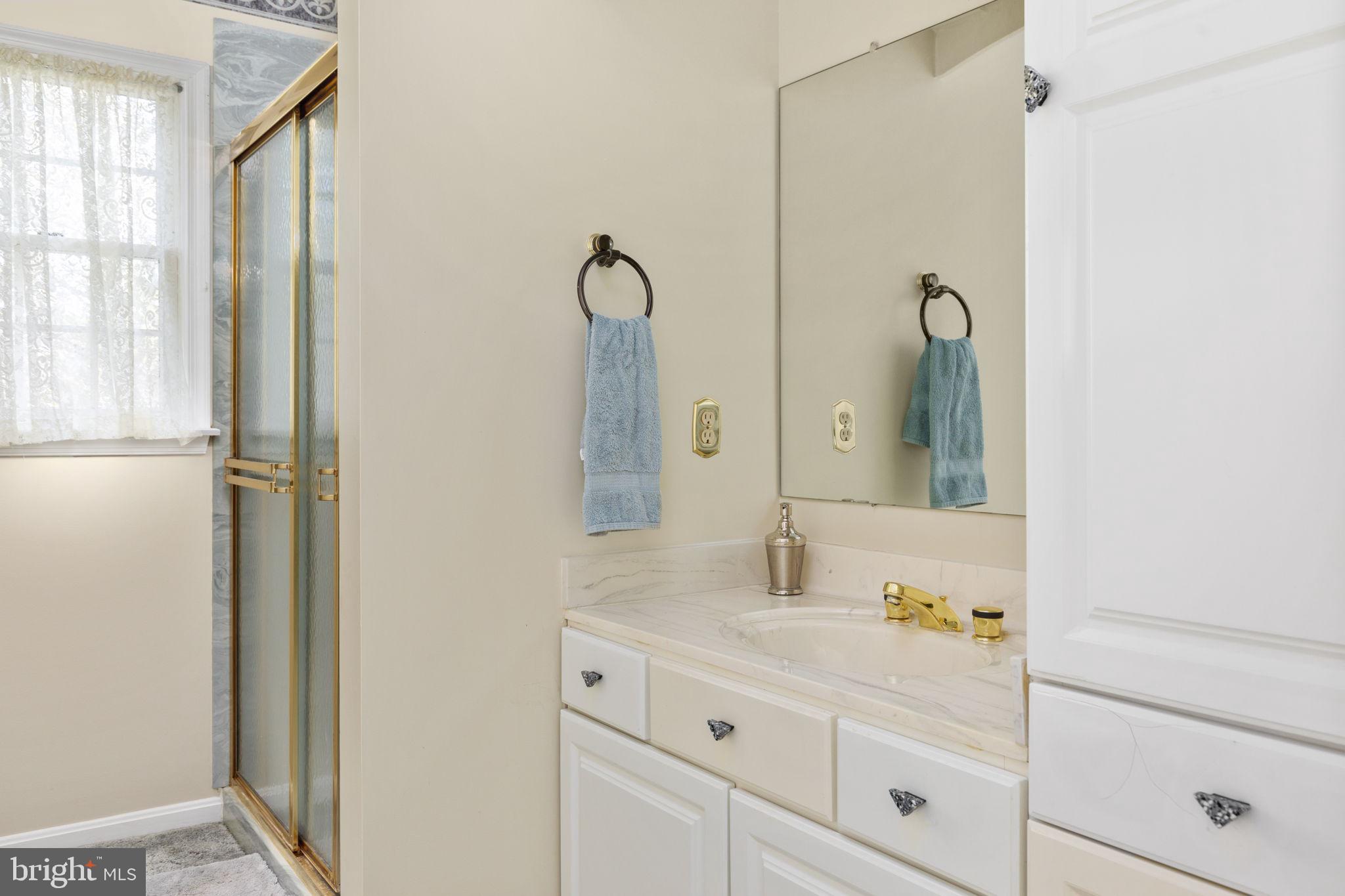 317 Anderson Road Basye, VA 22842 - Photo 27 of 51 a bathroom with a granite countertop sink and a mirror