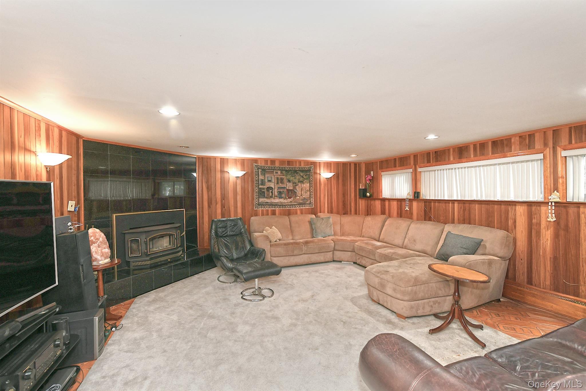 105 Roxton Road Plainview, NY 11803 - Photo 20 of 28 a living room with a couch and a flat screen tv