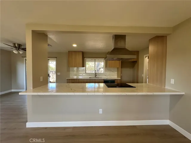 a view of a kitchen counter top space
