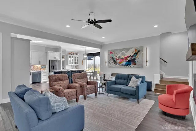 a living room with furniture or kitchen and a couch