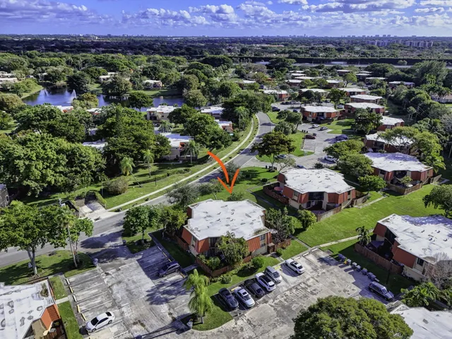 an aerial view of a and a yard