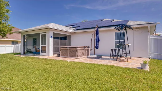 a view of a house with a patio