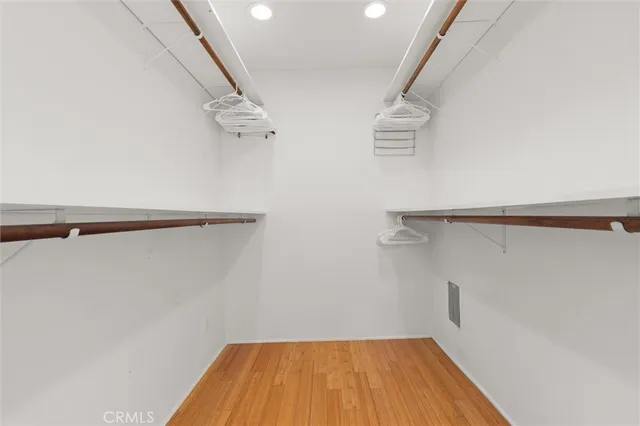 a view of a room with racks on the wall