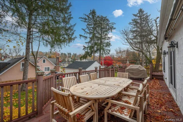 a view of a chairs and table in patio