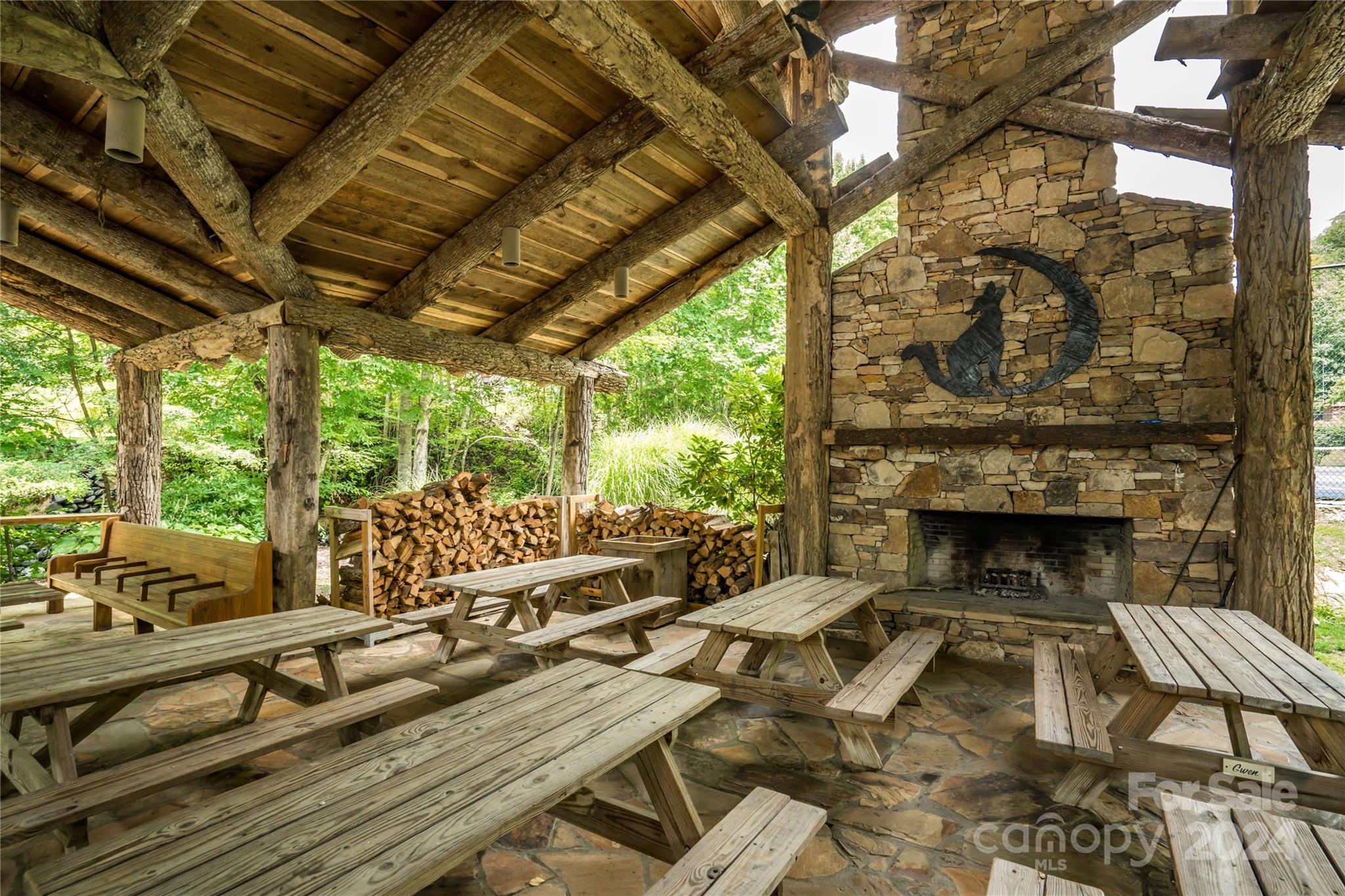 229 Hanging Rock Road Mars Hill, NC 28754 - Photo 16 of 21 a living room with patio furniture and a fireplace