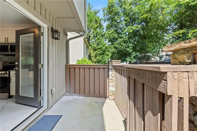 a view of a wooden door