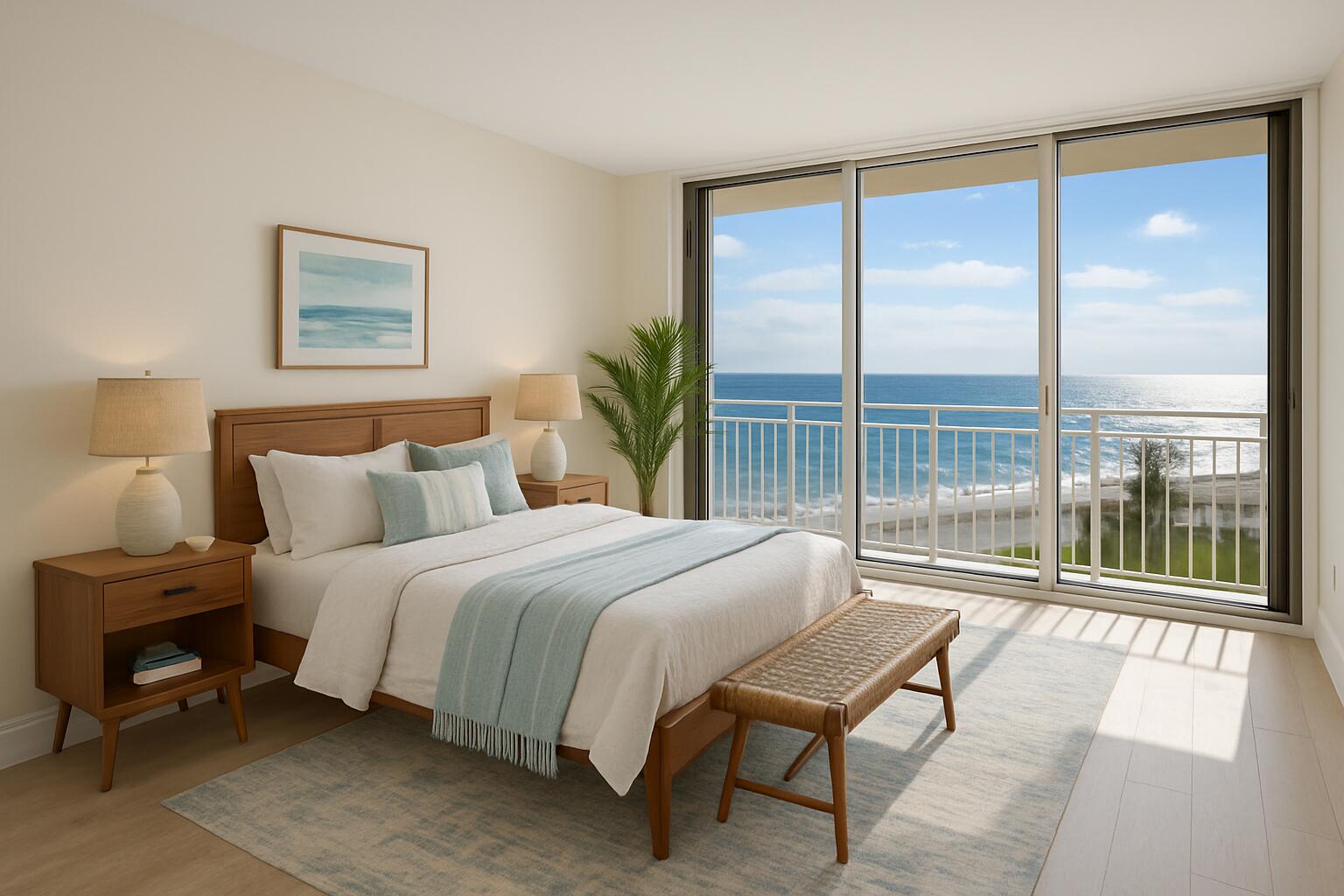2780 South Ocean Boulevard, Unit 703 Palm Beach, FL 33480 - Photo 22 of 44 a bedroom with a bed and a large window