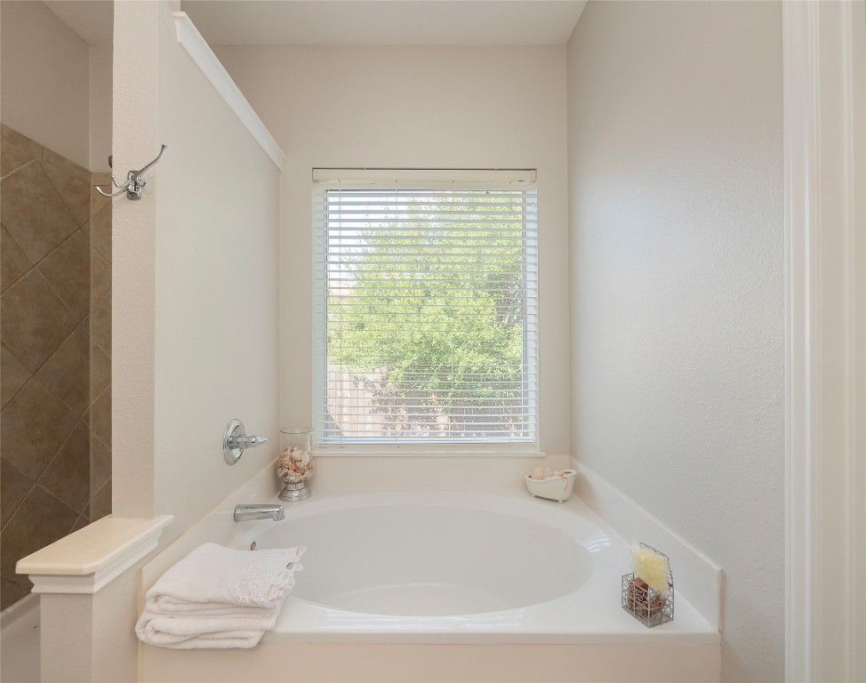 406 Primavera Loop Kyle, TX 78640 - Photo 20 of 38 a white bath tub sitting next to a window