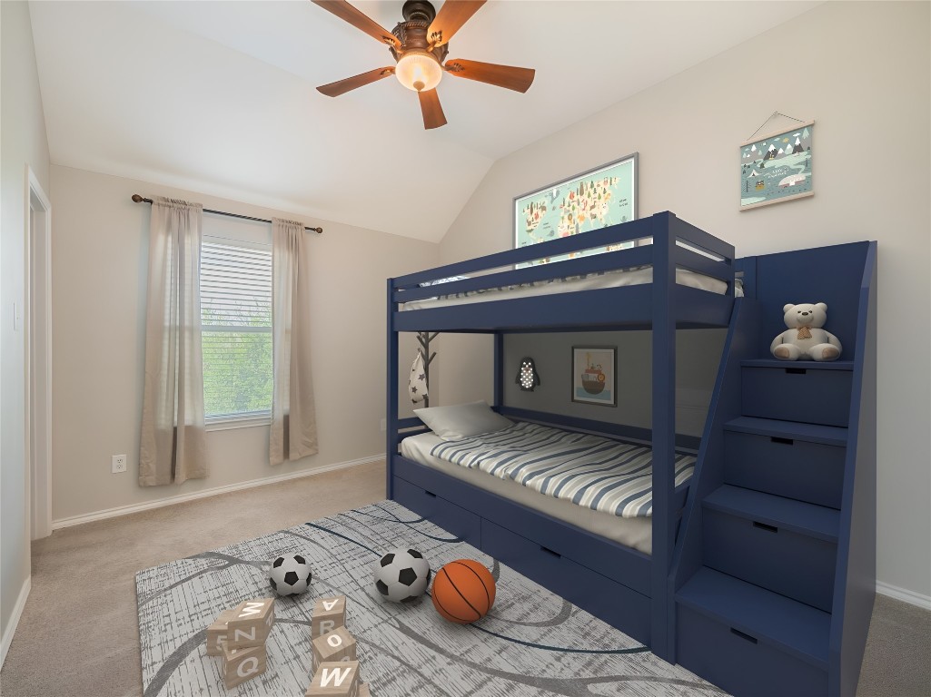 406 Primavera Loop Kyle, TX 78640 - Photo 29 of 38 a bedroom with a bed and a chandelier