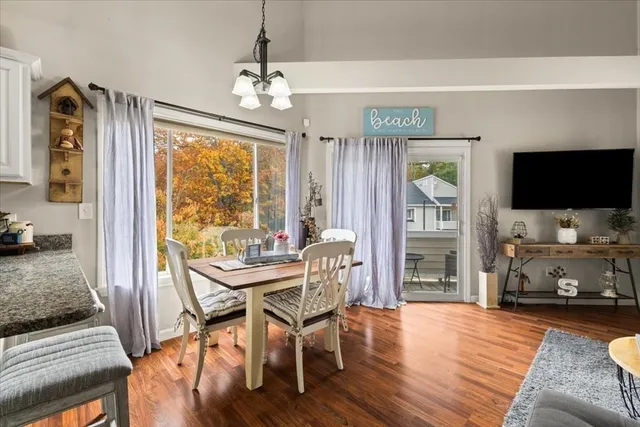 a view of a livingroom with furniture window and wooden floor