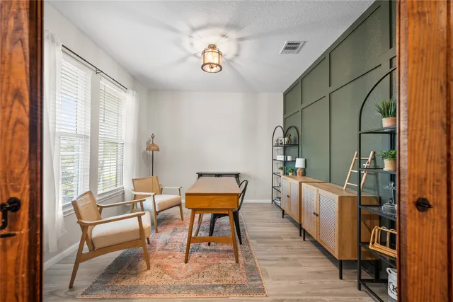 a room with furniture and windows