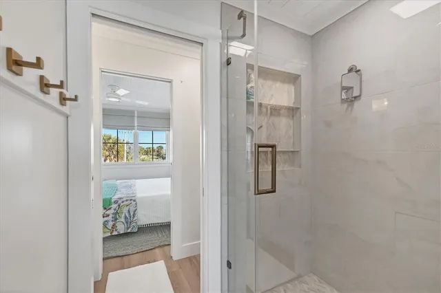 a bathroom with a shower