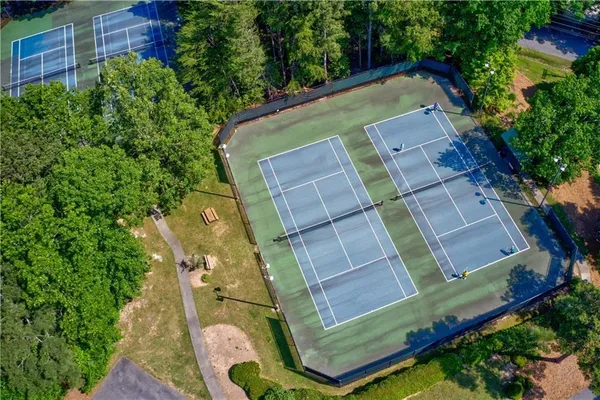 an aerial view of a house