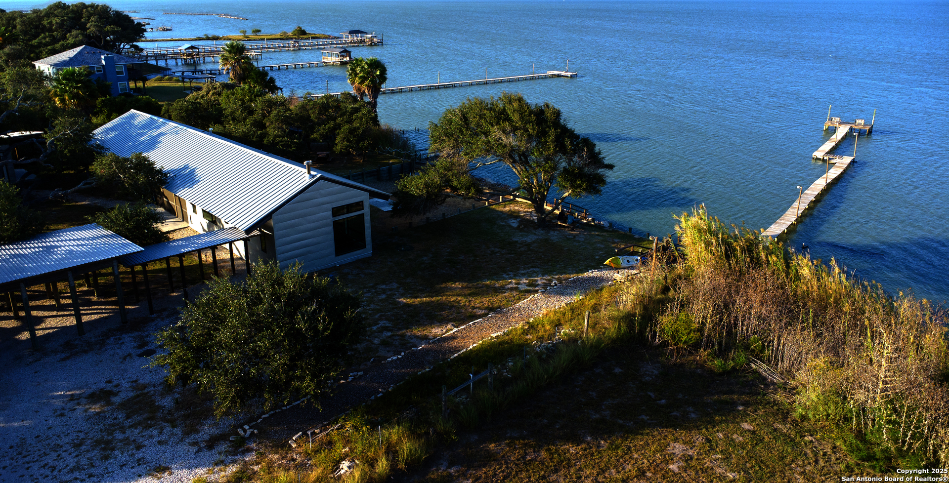 an aerial view of a house