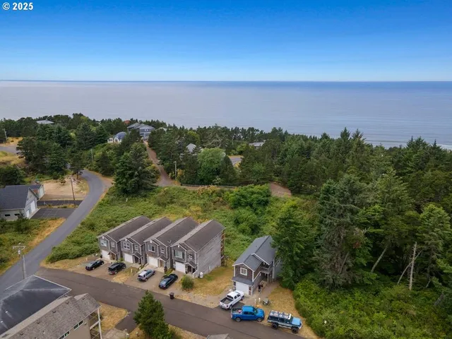 an aerial view of a house with mountain view