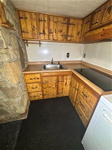 a view of a swimming pool and an outdoor space