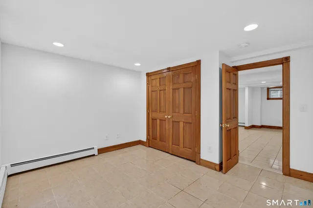 an empty room with closet