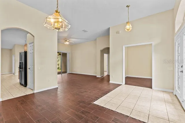 a view of a yard with an outdoor space