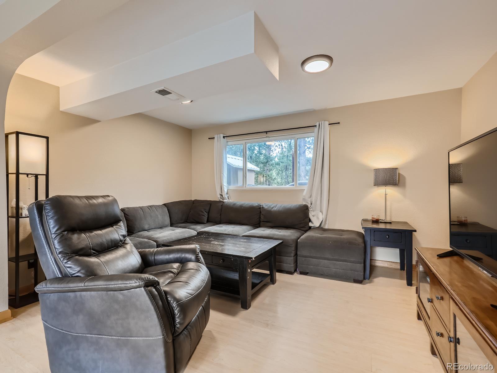 24697 Red Cloud Drive Conifer, CO 80433 - Photo 21 of 28 a living room with furniture and a flat screen tv