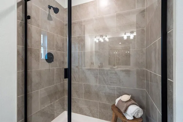 a view of a room with racks on the wall