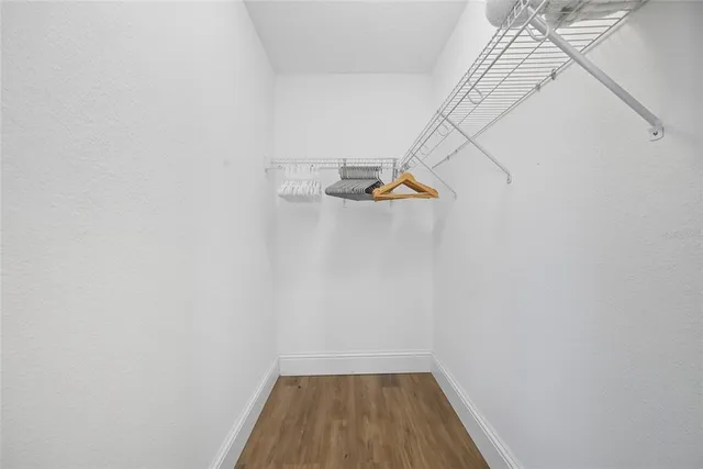 a view of small space with racks on the wall