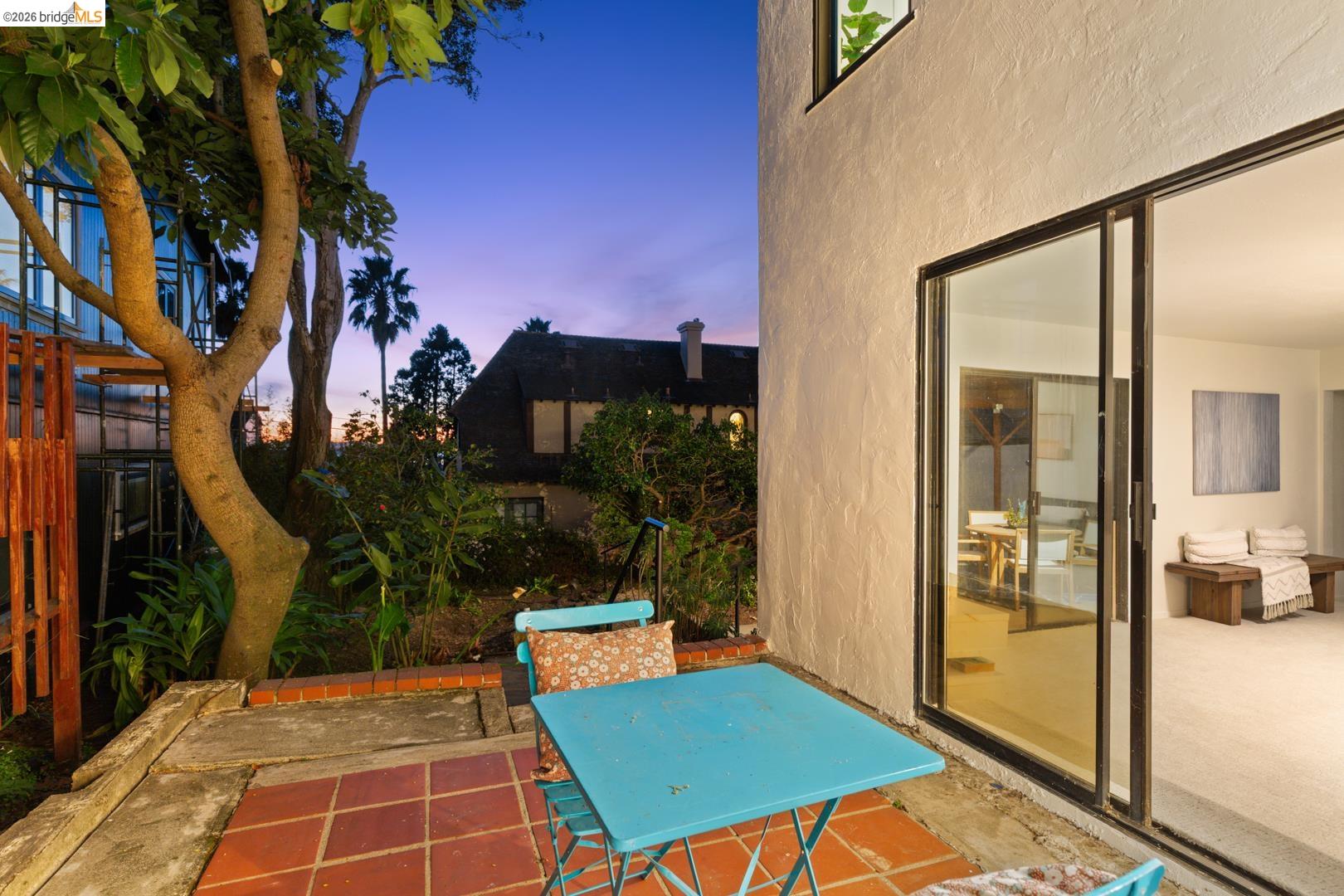 758 Spruce Street Berkeley, CA 94707 - Photo 37 of 60 Patio terrace at dusk featuring a patio and outdoor dining space