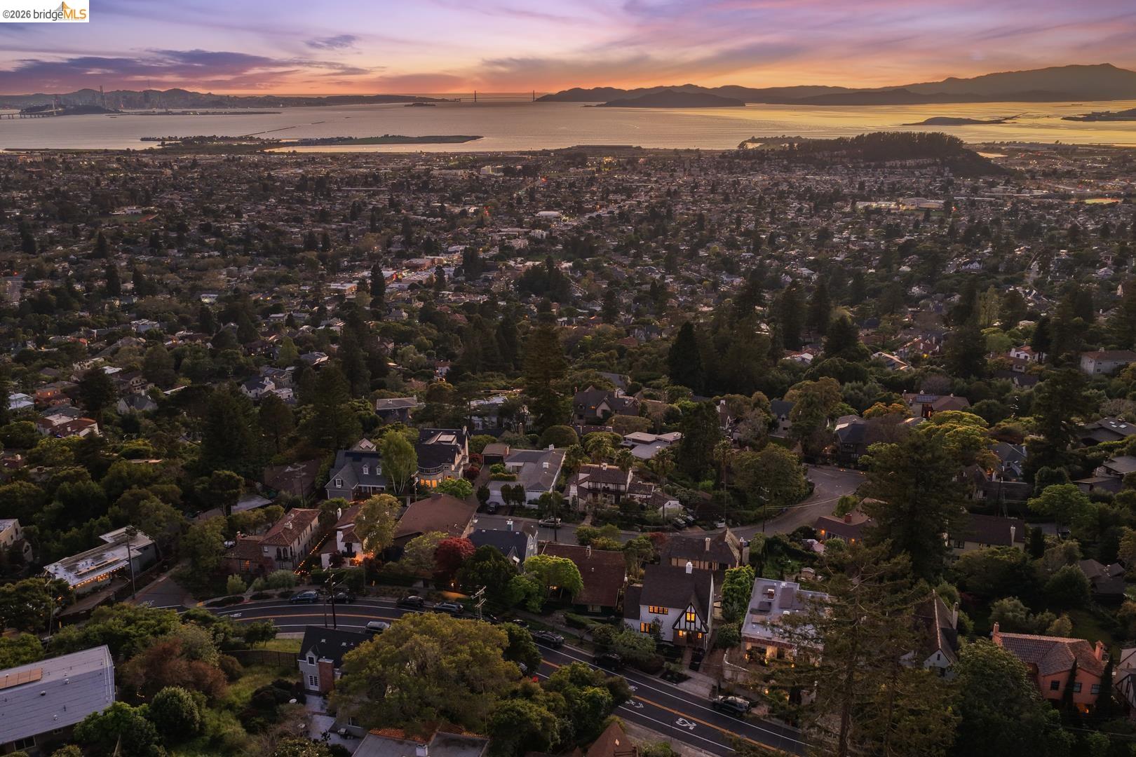 758 Spruce Street Berkeley, CA 94707 - Photo 58 of 60 Aerial view at dusk of a water and mountain view and a residential view