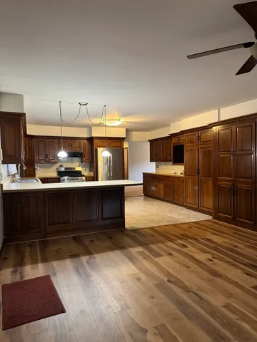 a large parking space in a room