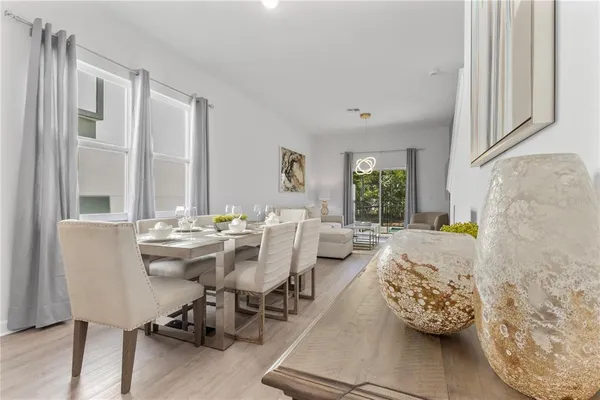 a living room with furniture