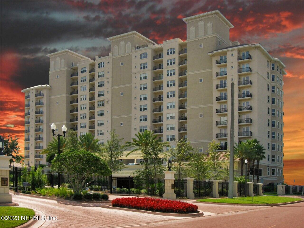 a front view of a multi story building