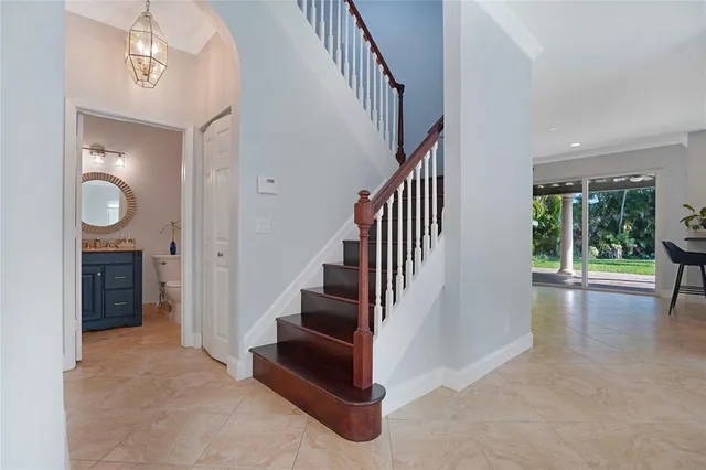 a view of entryway with wooden floor