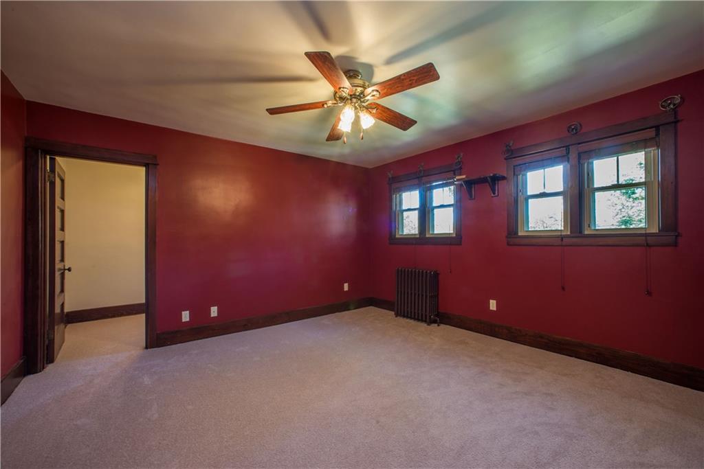172 Bellbridge Road Elizabeth, PA 15037 - Photo 11 of 25 The front bedroom was used as the master bedroom, and offers two walk-in closets (the open door to one is shown on the left), brand new wall-to-wall carpeting, ceiling fan, and windows overlooking the front of the home.