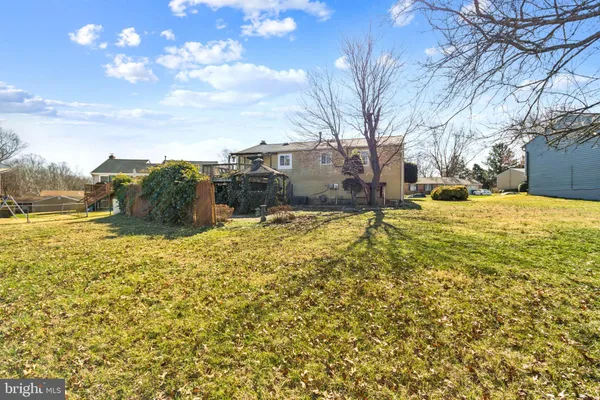a view of a yard with a tree
