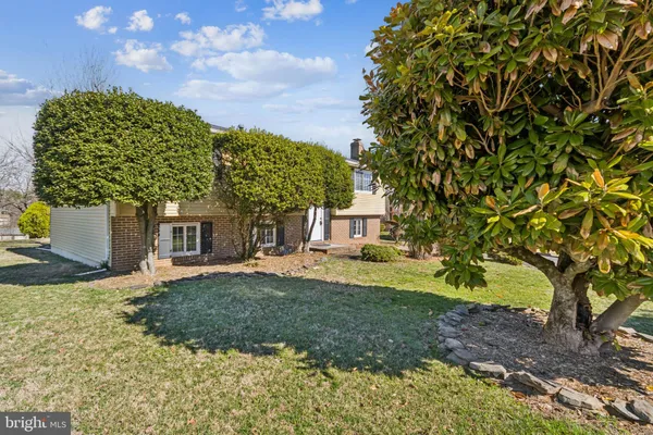 a view of a yard with snow on the road