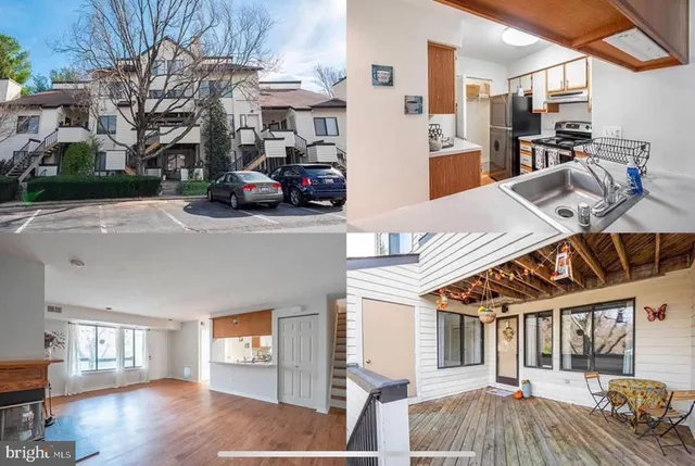 a view of a building with car parked