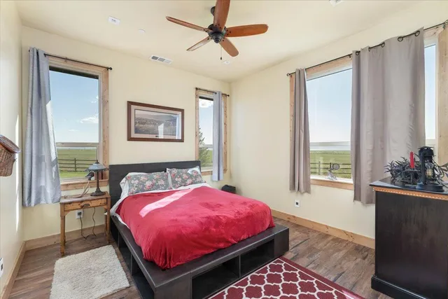 a view of an ocean and a mountain