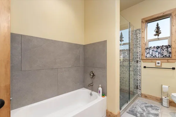 a view of an ocean and a mountain